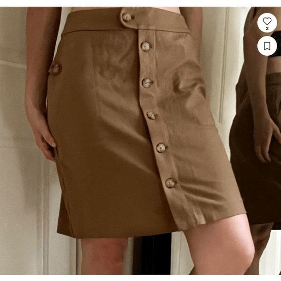 J. Jill Ponte Pencil Skirt Camel Turtle Shell Button Front Pockets, Size Medium - Picture 1 of 9